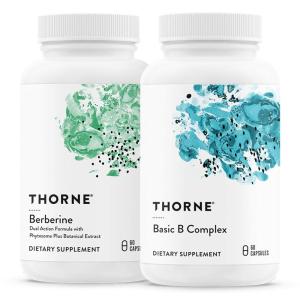 imageTHORNE  Basic B Complex 60 Capsules ampamp Berberine 60 Capsules Bundle  Supports Heart Health Immune System Function ampamp Brain Health  Gluten Free Dairy Free