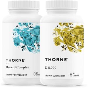 imageTHORNE  Basic B Complex 60 Capsules ampamp Vitamin D5000 60 Capsules Bundle  Supports Cellular Energy Production Brain Health ampamp Healthy Bones  Gluten Dairy ampamp SoyFree