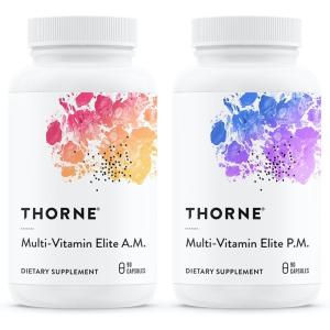 imageTHORNE  MultiVitamin Elite  Daily Nutritional Supplement  AM Formula Supports Cellular Energy Production ampampPM Formula Supports Restful Sleep  GlutenFree DairyFree  180 Capsules  30 Servings